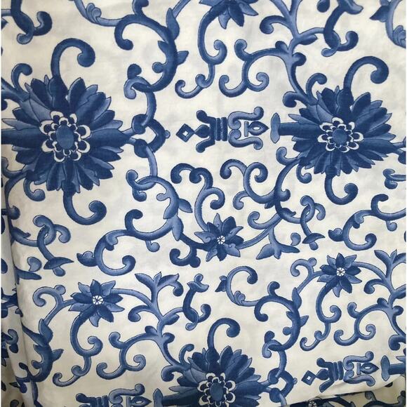 RALPH LAUREN PORCELAIN ROSETTE FULL SHEETS SET Flat Fitted 2 Pillowcases USA - Picture 2 of 7